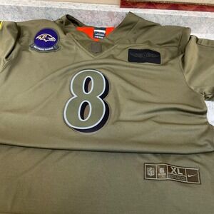 Nike Football Jersey Baltimore Ravens Lamar Jackson XL Olive Salute to Service